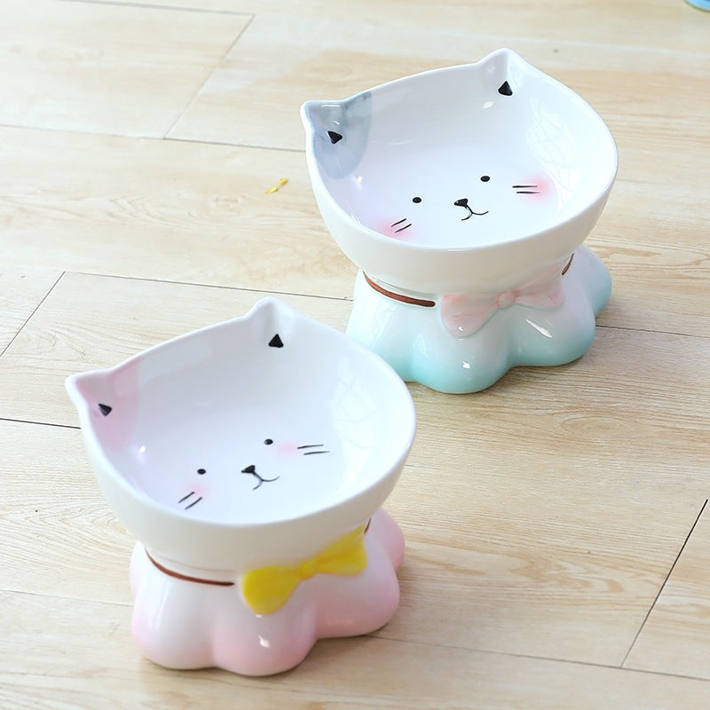 Ceramic Kitty Face Cat Bowl-FurrGo