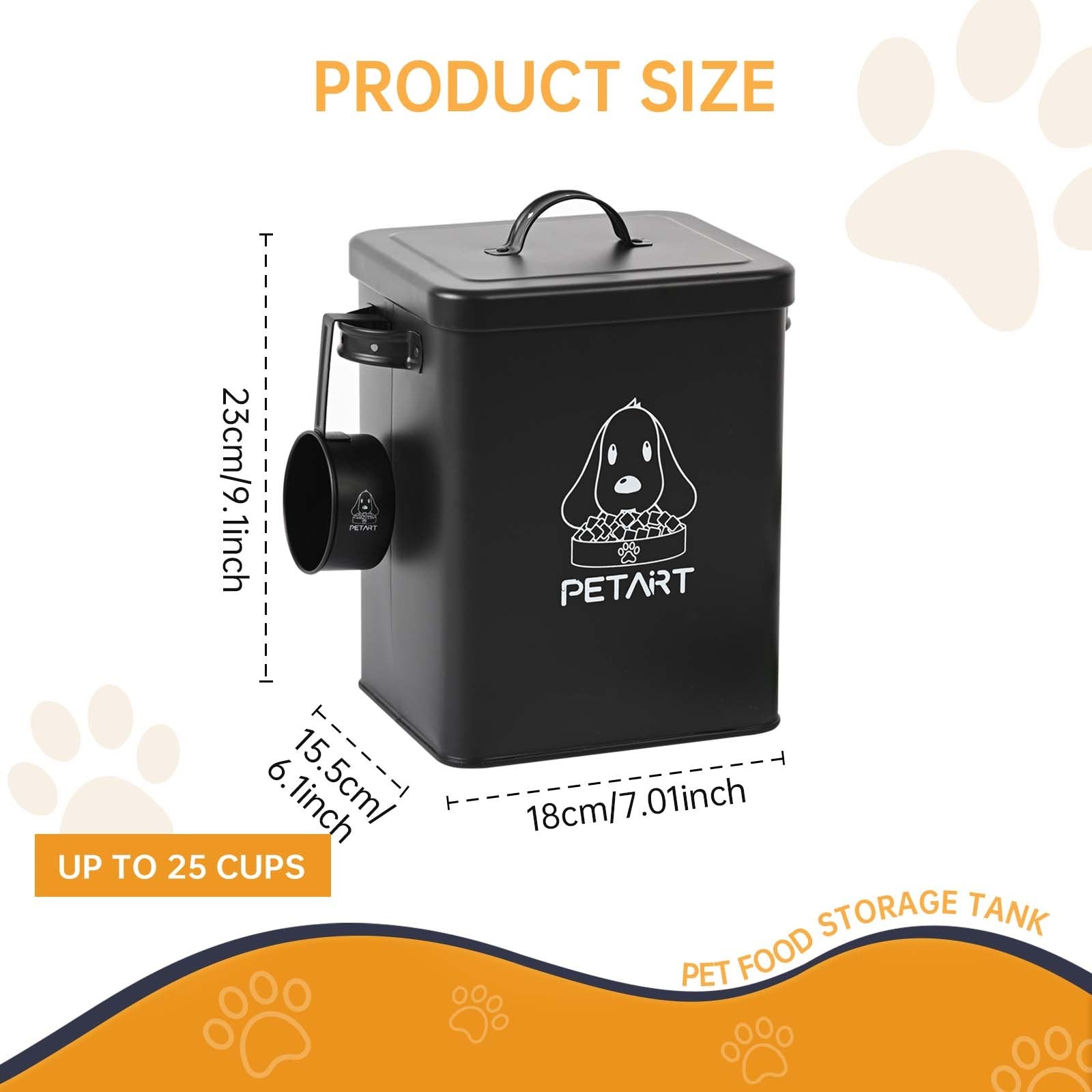 Metal Dog Food Storage Container & Scoop