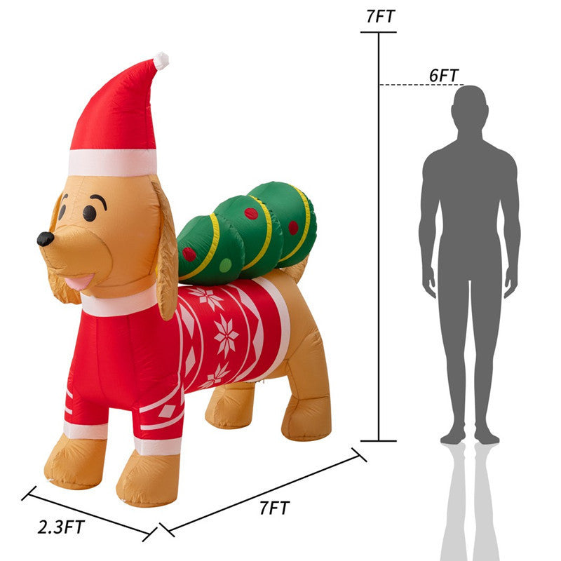 Inflatable 7-Foot Christmas Dog