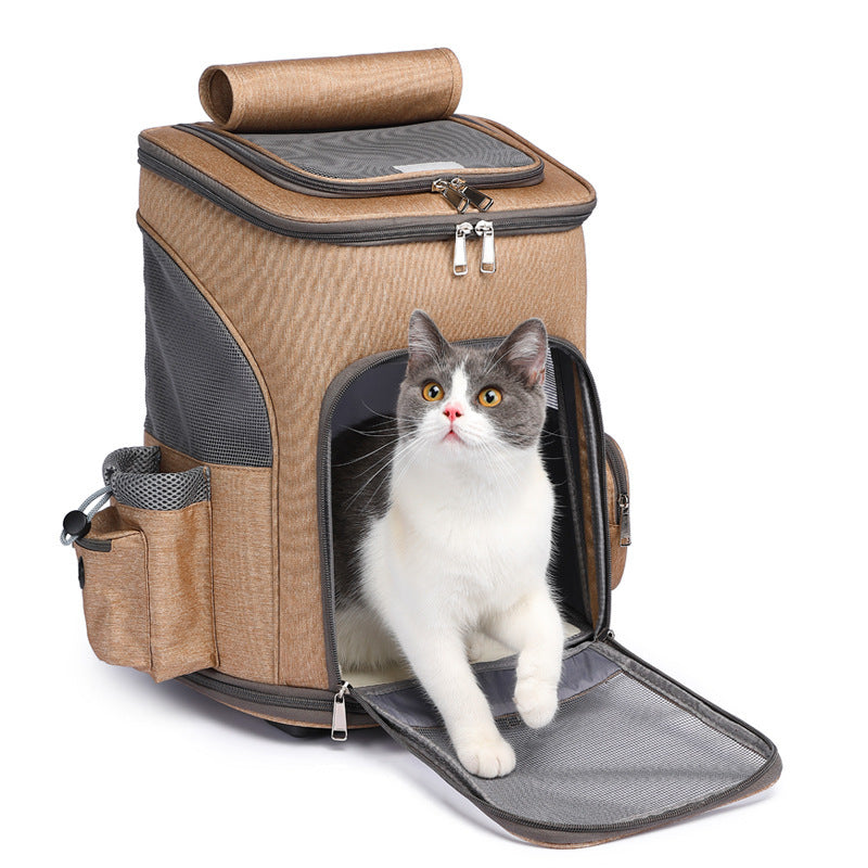 Portable Folding Pet Trolley with Convertible Backpack