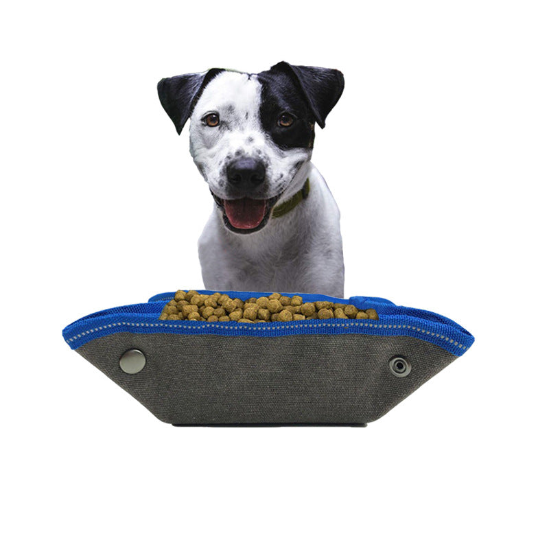 Portable Folding Canvas Dog Food Bowl