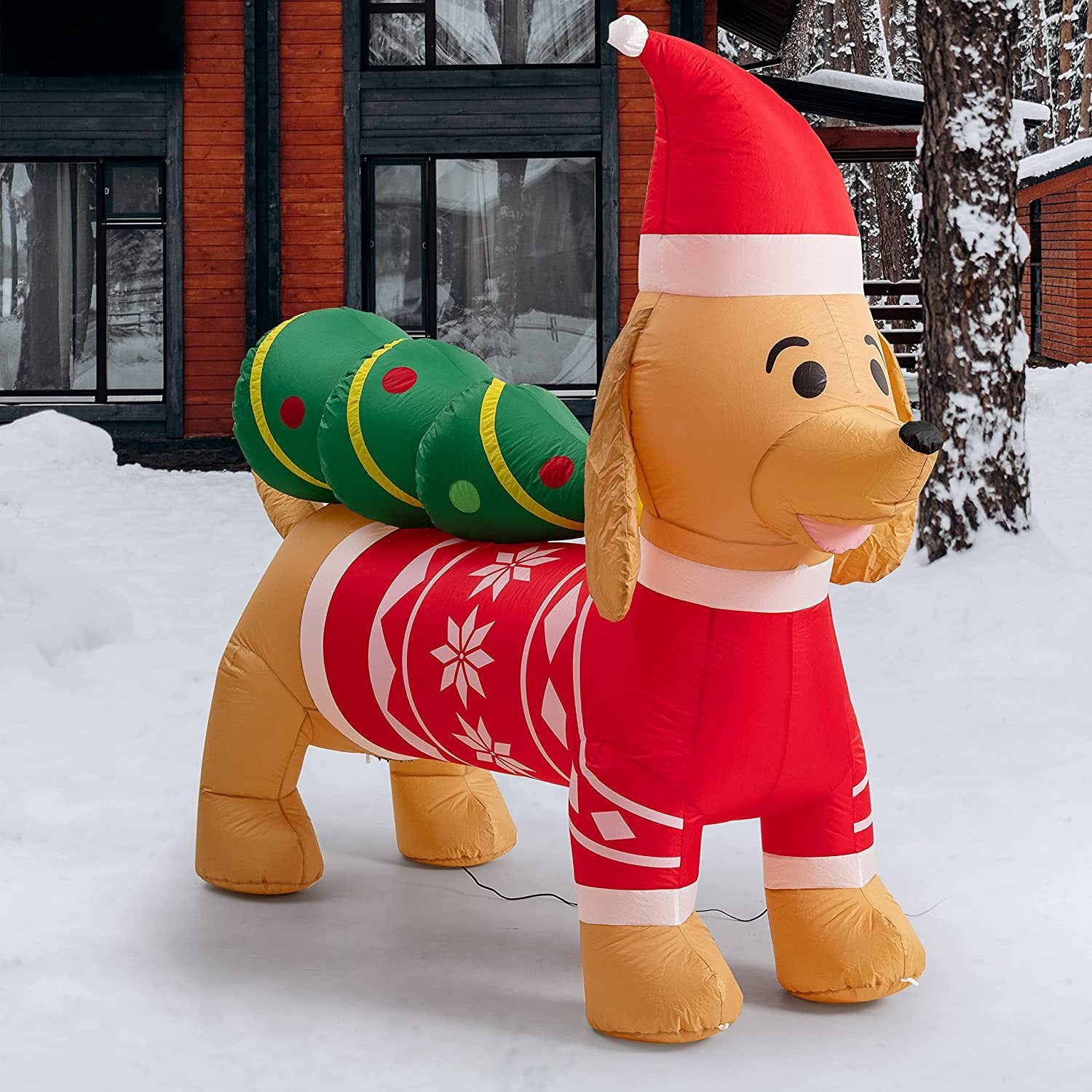 Inflatable 7-Foot Christmas Dog