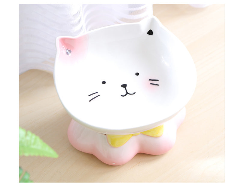 Pet Supplies - Ceramic Kitty Face Cat Bowl