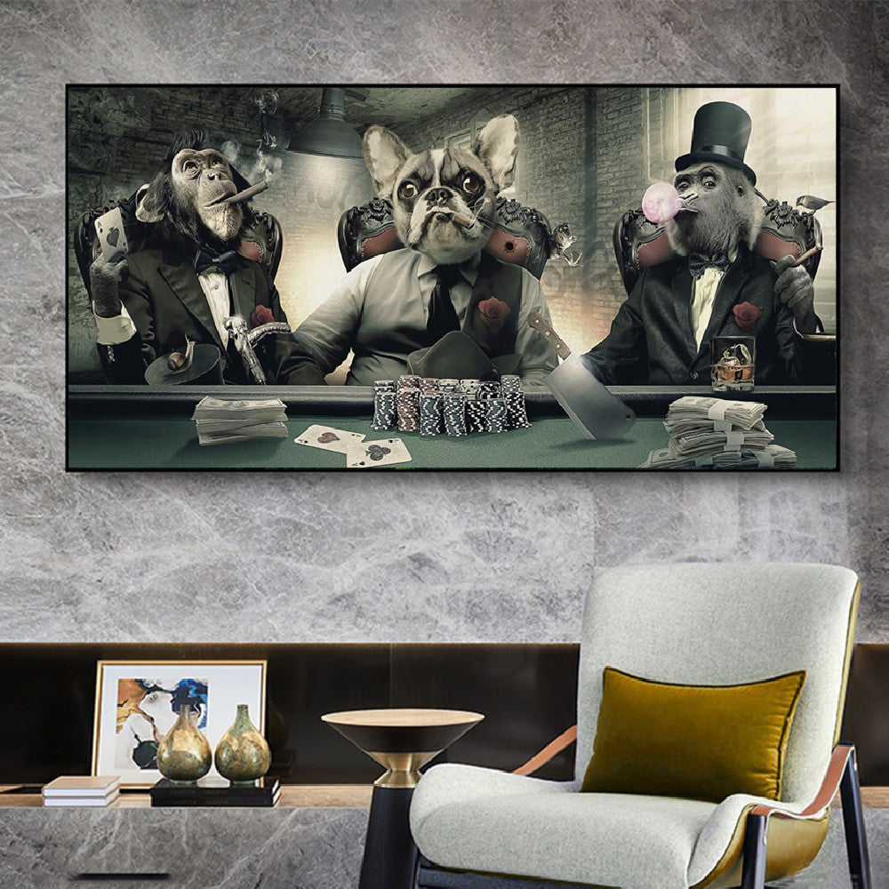 Dog & Monkey Poker Painting
