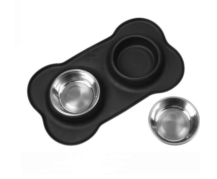 Stainless Steel Non-Skid Dog Bowls With Silicone Mat