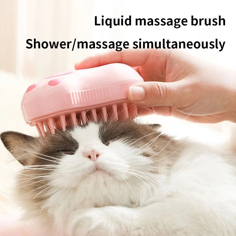 Steamy Pet Brush with Built-In Sprayer