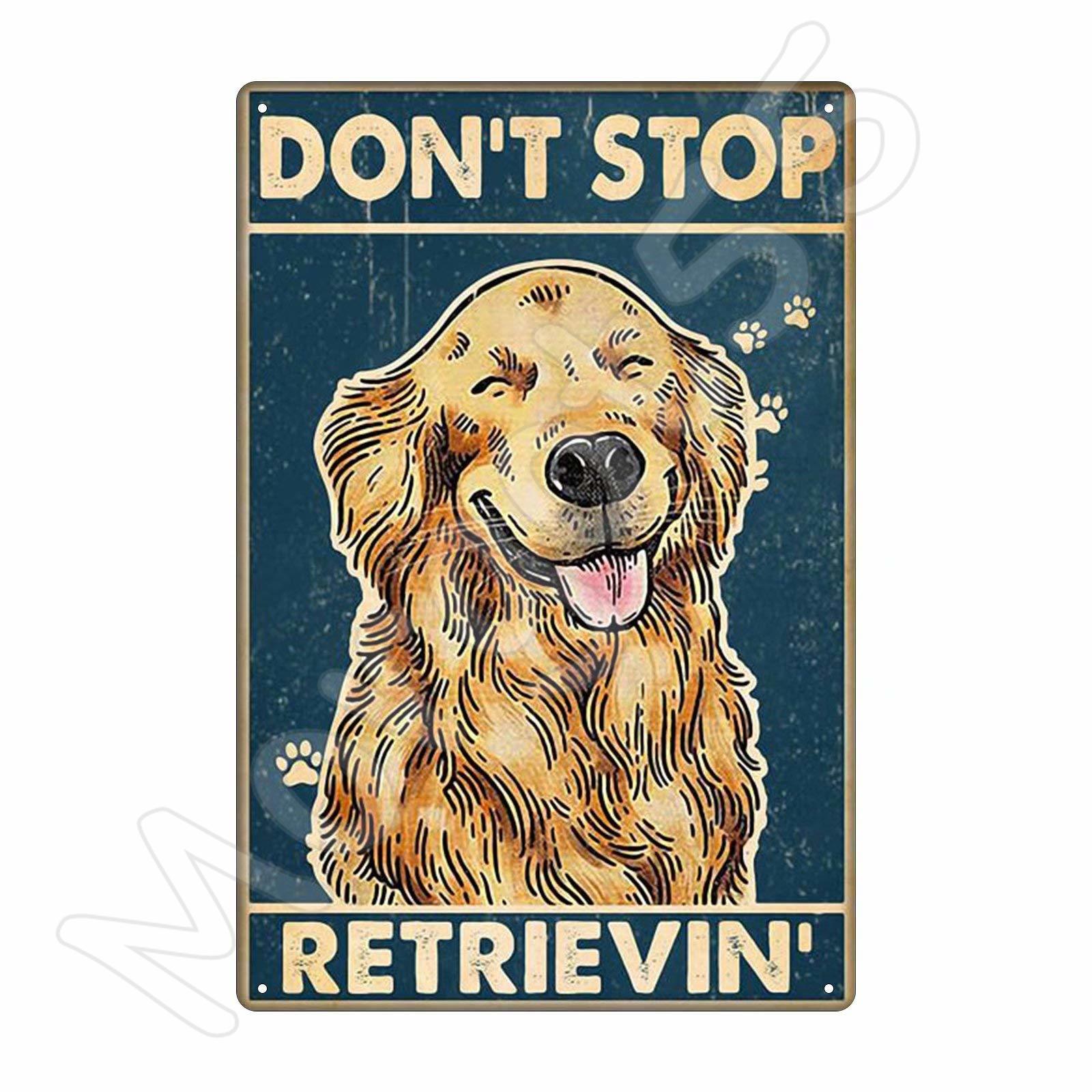 Decorative Metal Dog Posters: Golden Retriever Series