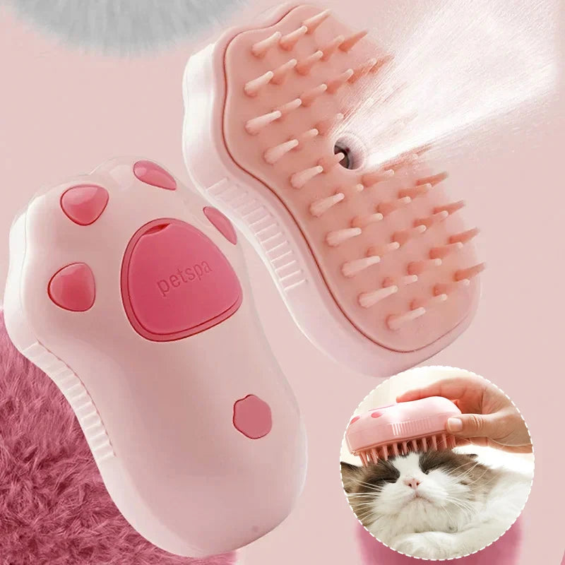 Steamy Pet Brush with Built-In Sprayer