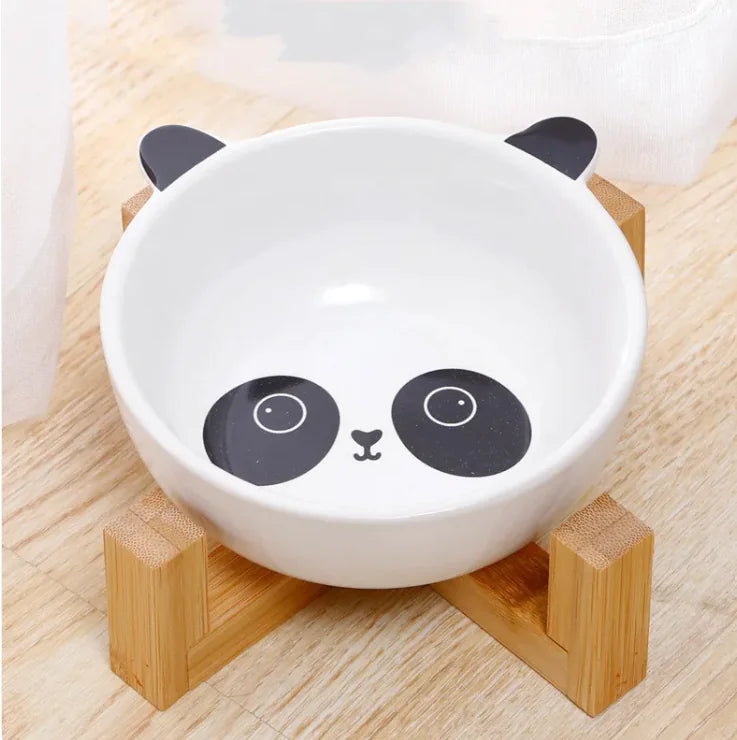 Ceramic Pet Bowl with Ear-Shaped Handles & Base