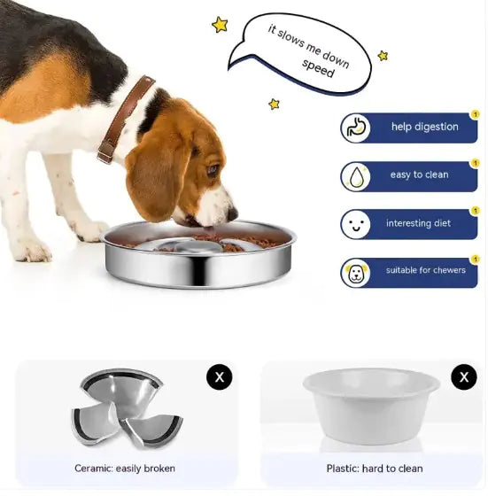 Stainless Steel Slow Feeding Pet Bowl