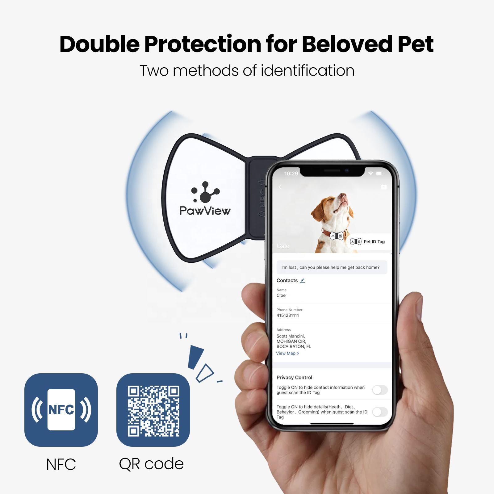 PawView™ QR Code & NFC Pet Tag