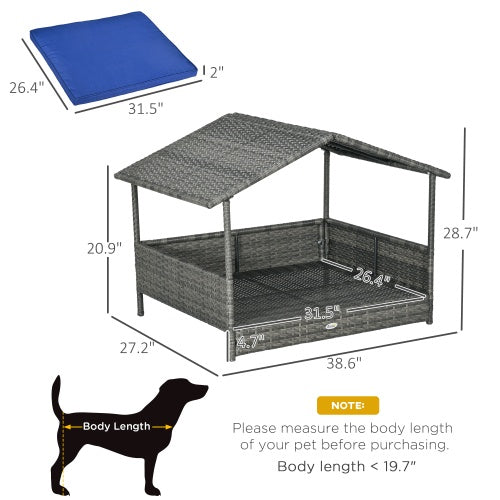 Outdoor Wicker Dog House & Canopy