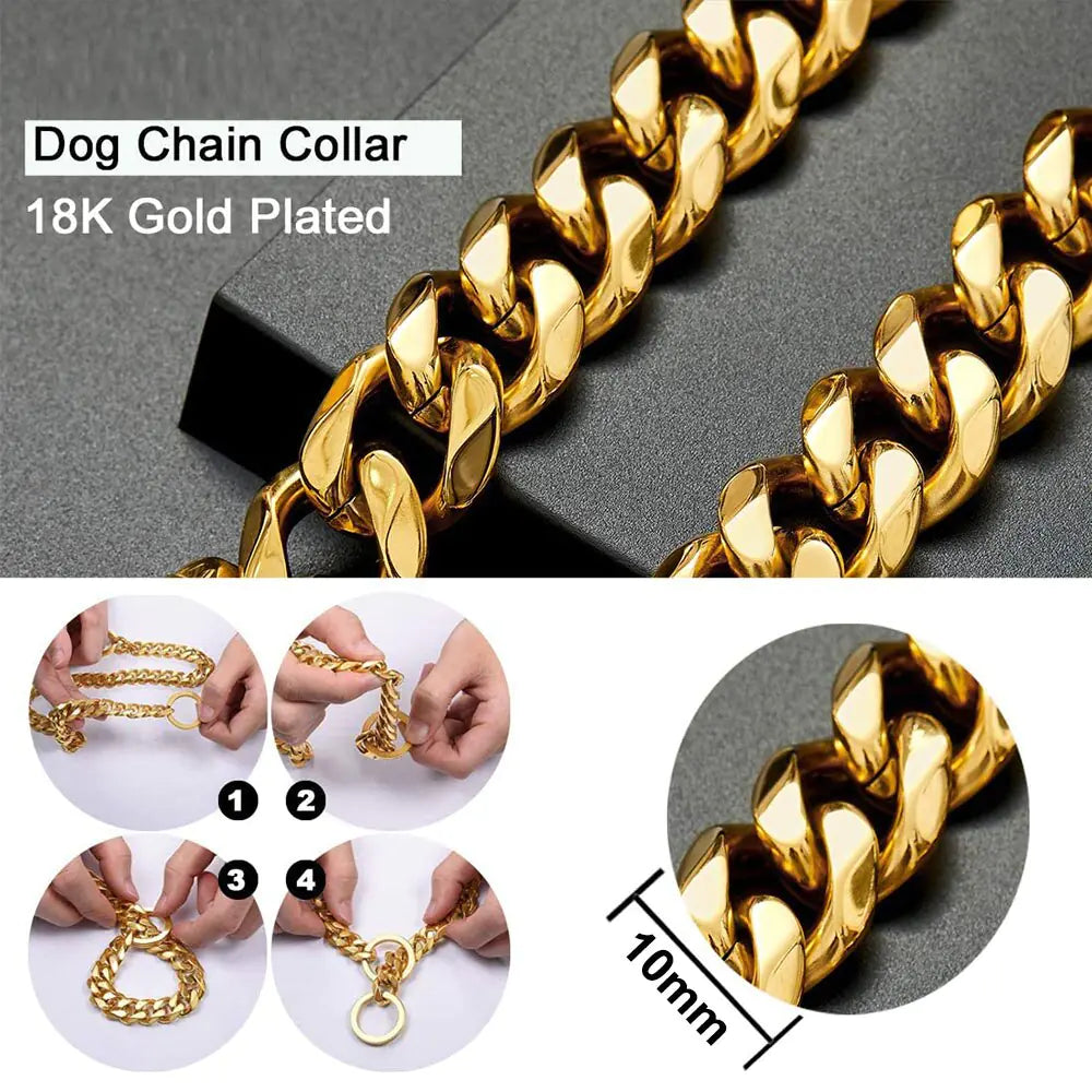 18K Gold Link Dog Collar