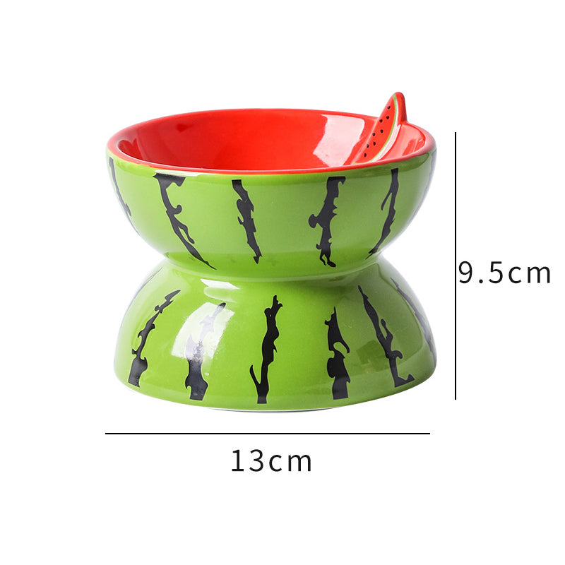 Fruit-Themed Ceramic Cat Bowls