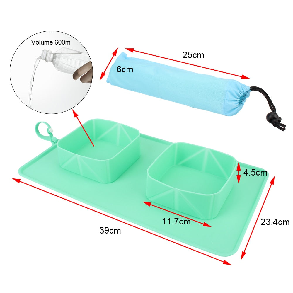 Roll-Up Food & Water Bowl with Carrying Case