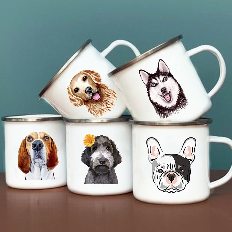 12oz Printed Enamel Dog Mugs