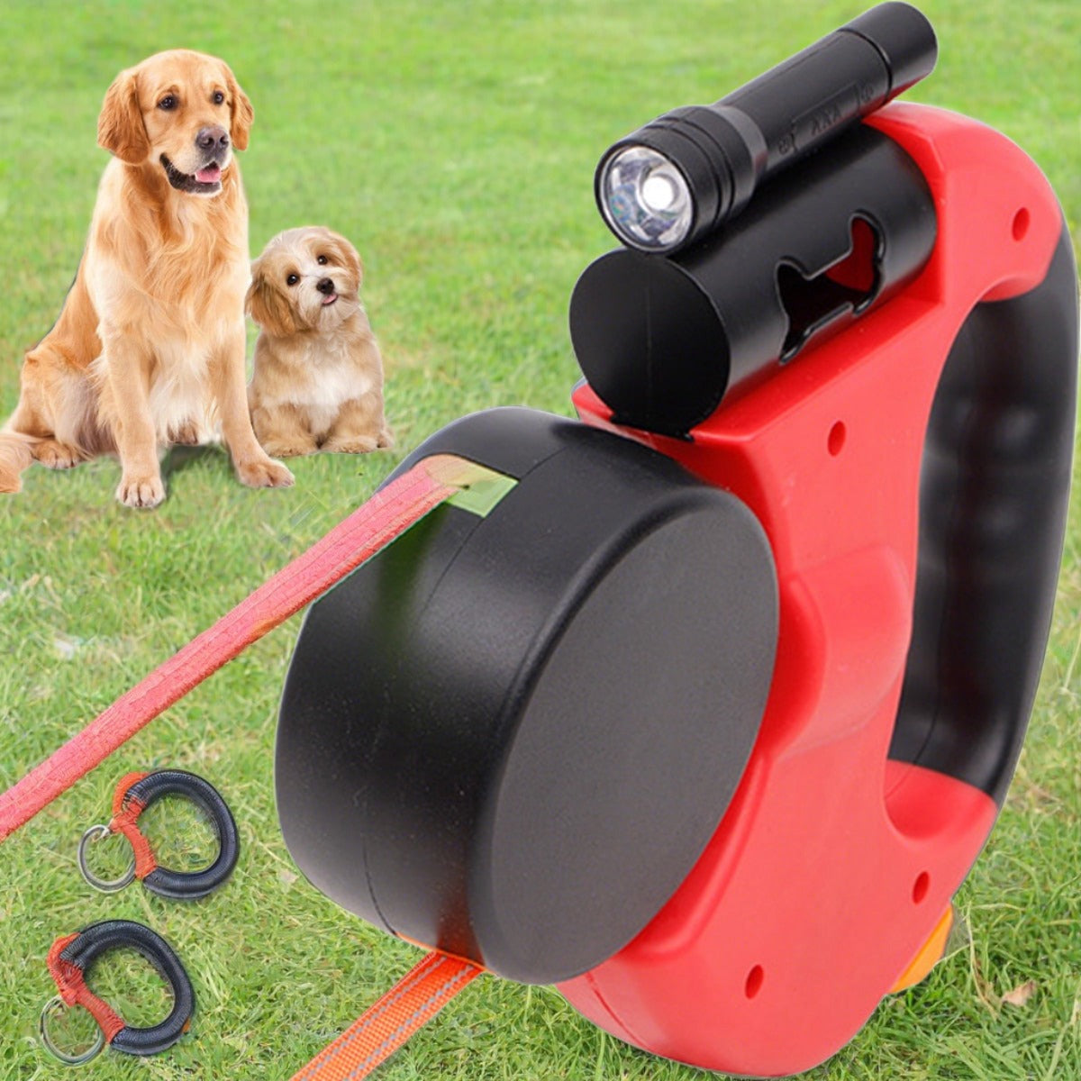 The FURR-fect Double Dog Leash with Flashlight