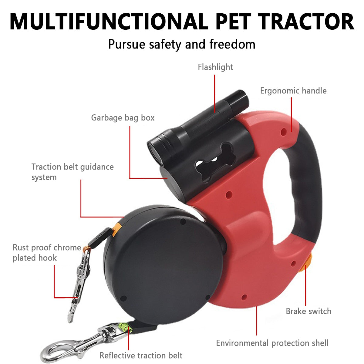 The FURR-fect Double Dog Leash with Flashlight