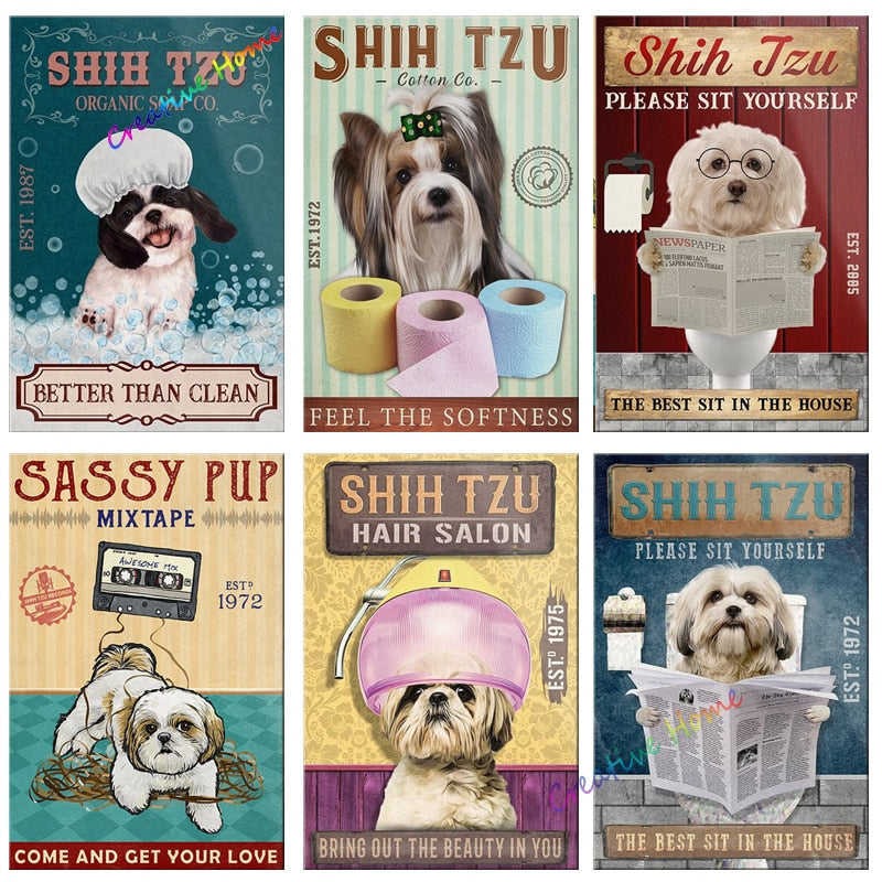 Decorative Metal Dog Posters: Shih-Tzu Series
