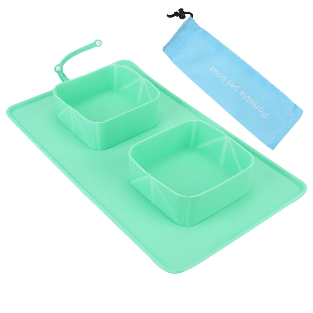 Roll-Up Food & Water Bowl with Carrying Case