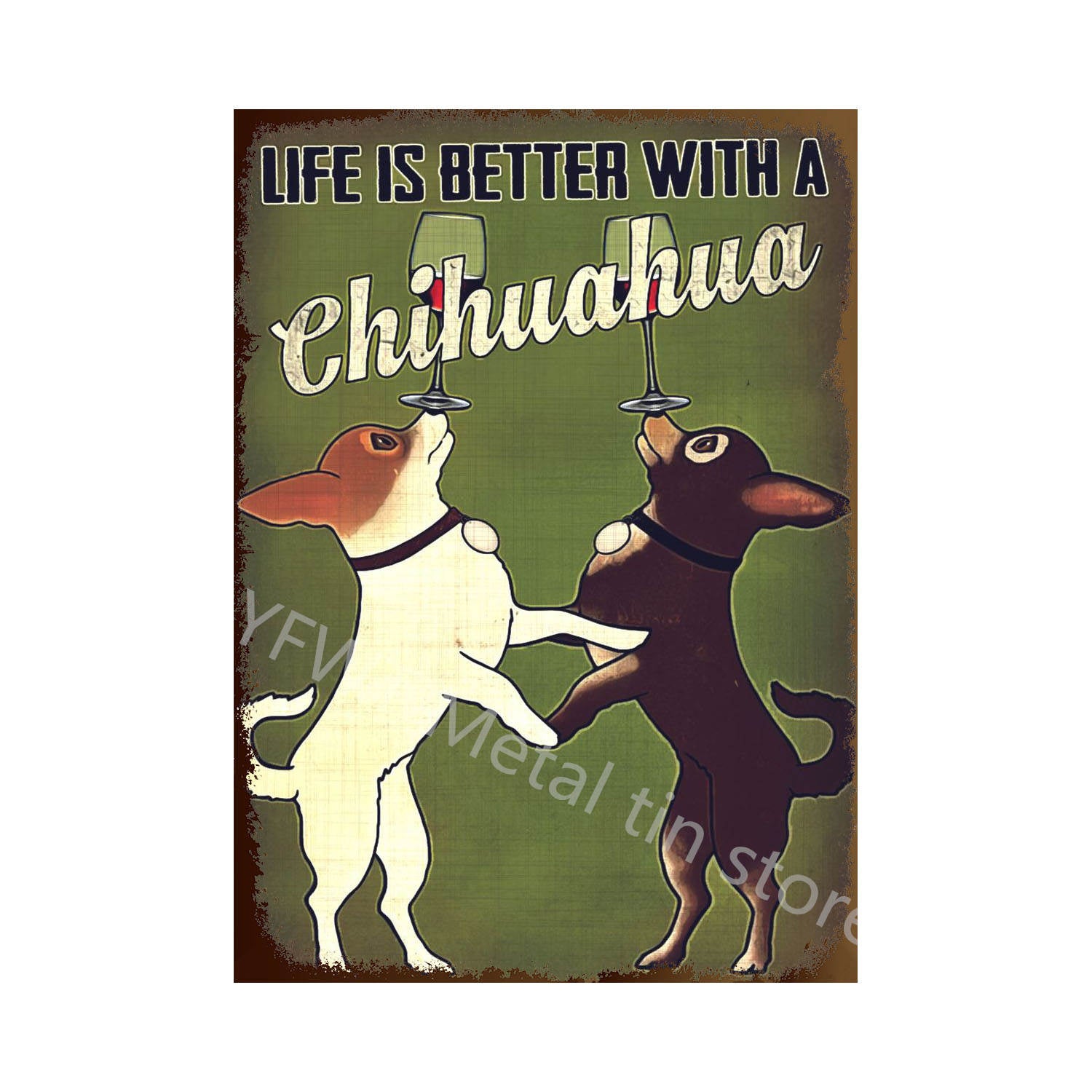 Decorative Metal Dog Posters: Chihuahua Series