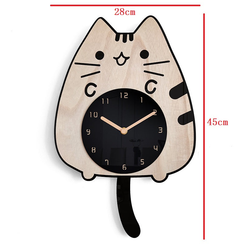 3D Wooden Kitty Clock
